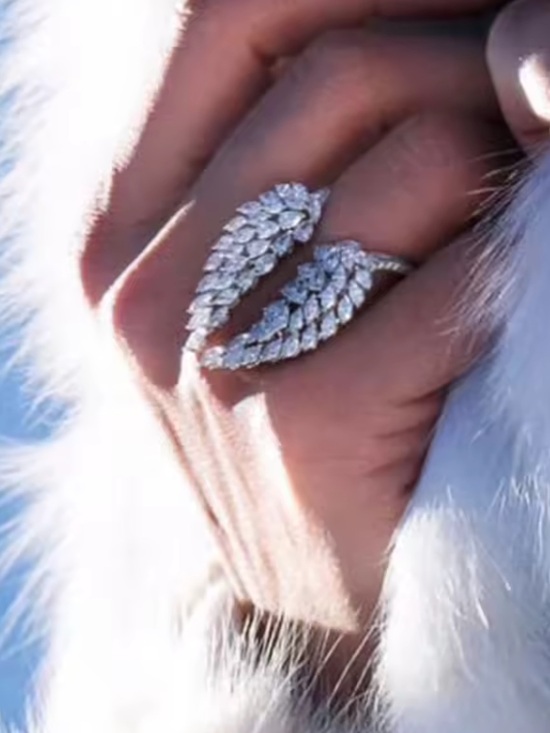Anthropologie Jewelry - Silver Crystal Wing Wrap Ring